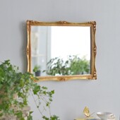 大号 金色复古雕花卧室梳妆台化妆梳妆镜子墙饰壁挂 JZ033 欧法式