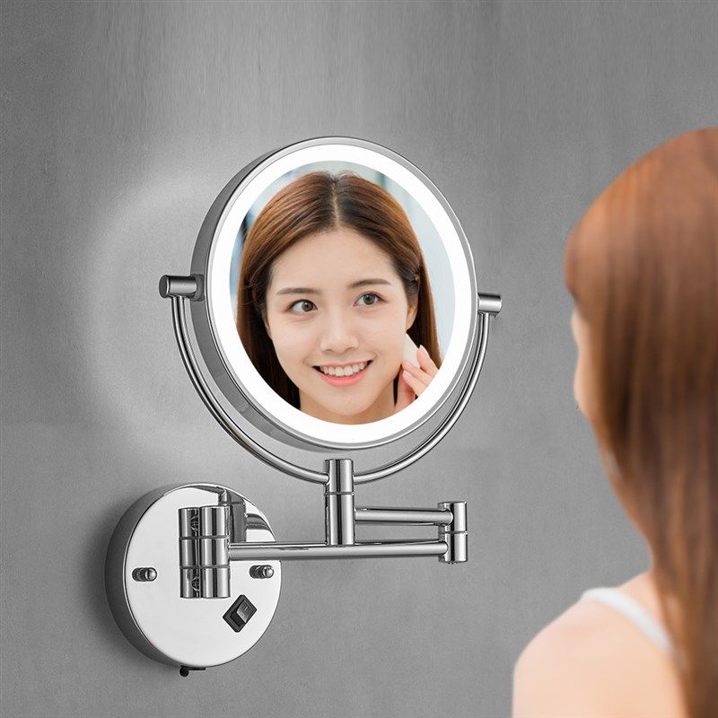 LED化妆镜酒店同款浴室壁挂式 双面镜带灯卫生间放大免打孔