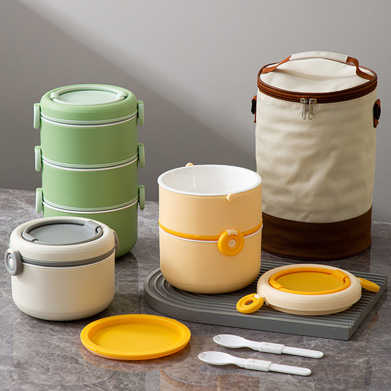 骨瓷内胆多层便当盒保温饭盒桶可微波炉加热带饭桶上班大容量便携