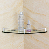 太空铝玻璃架浴室卫生间角架厕所壁挂五金单层置物转角架三角层架