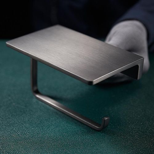 枪灰色全铜纸巾架卫生间纸巾盒壁挂式厕所抽纸盒浴室洗手间卷纸架