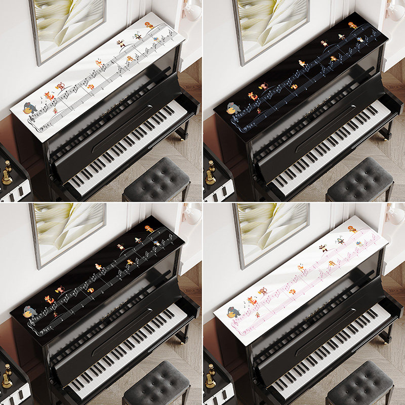音符儿童卡通电钢琴防尘罩半罩 防水防划免洗琴顶垫子pvc皮革盖布