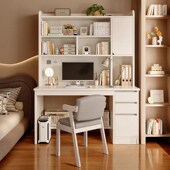 桌子家用书桌卧室学生学习桌简易带书架台式 电脑桌子写字桌椅套装