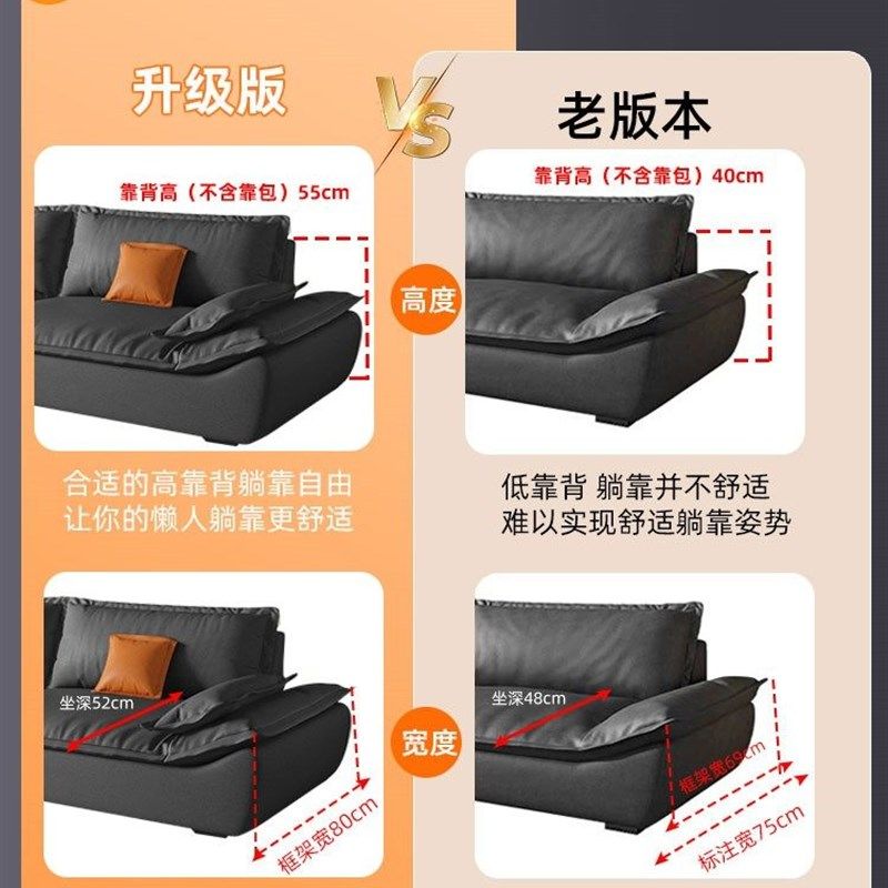 欧亚皇巢意式奶油风科技布沙发客厅小户型现代简约轻奢超宽座帆船