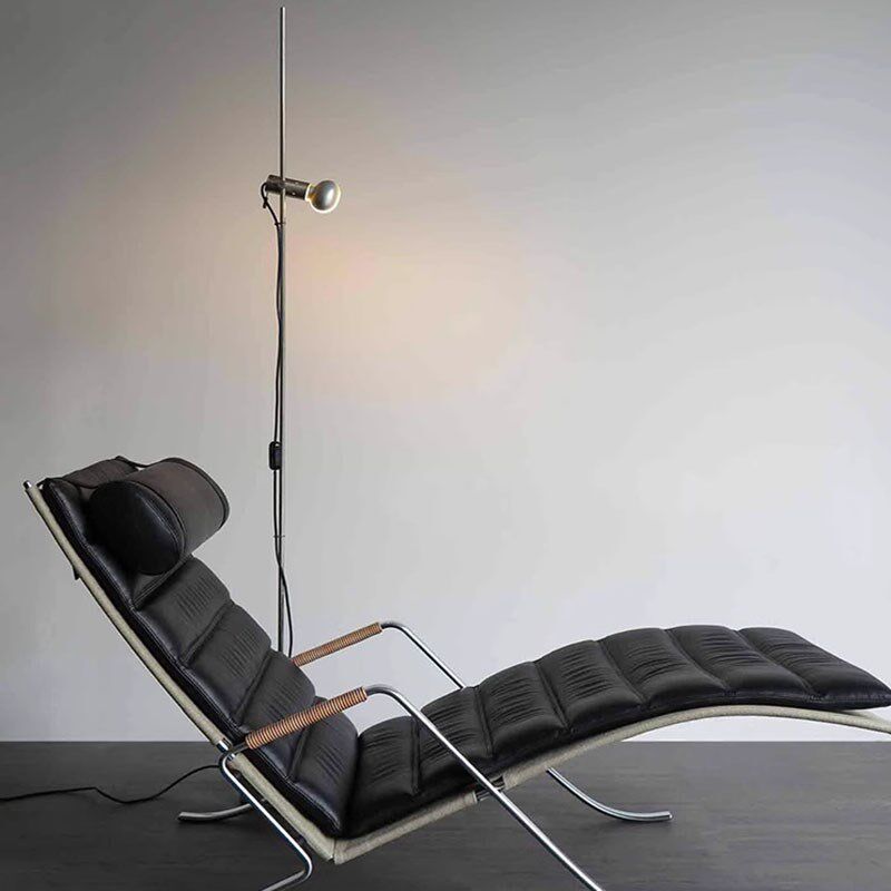 中古风设计师落地灯艺术沙发角轻奢卧室立式客厅新款不锈钢银色灯