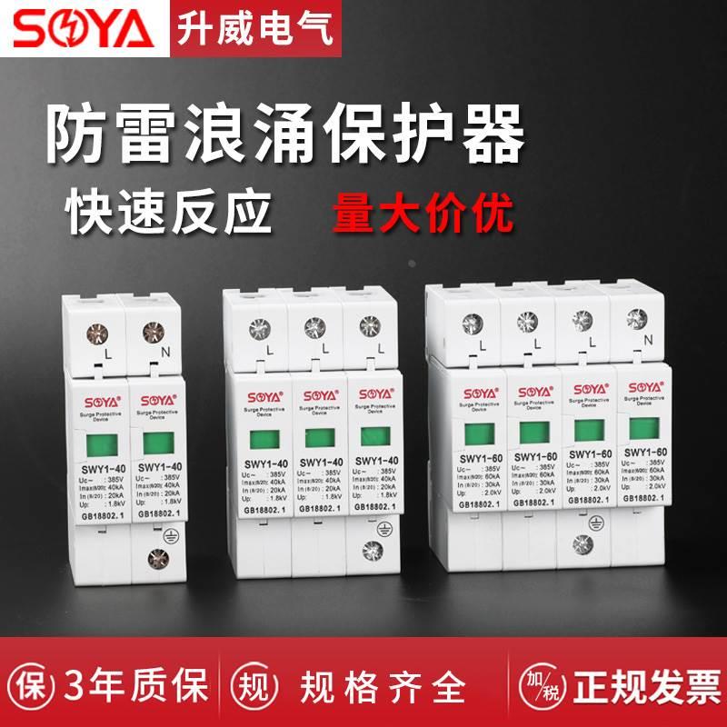 家用防雷保护器光伏浪涌保护器2P3P4P40KA电涌避雷器220V突波保护