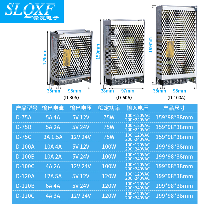 双组5V24V两路输出开关电源D-75B 5V6A24V4A 60W/75/5V5A24V2.1A
