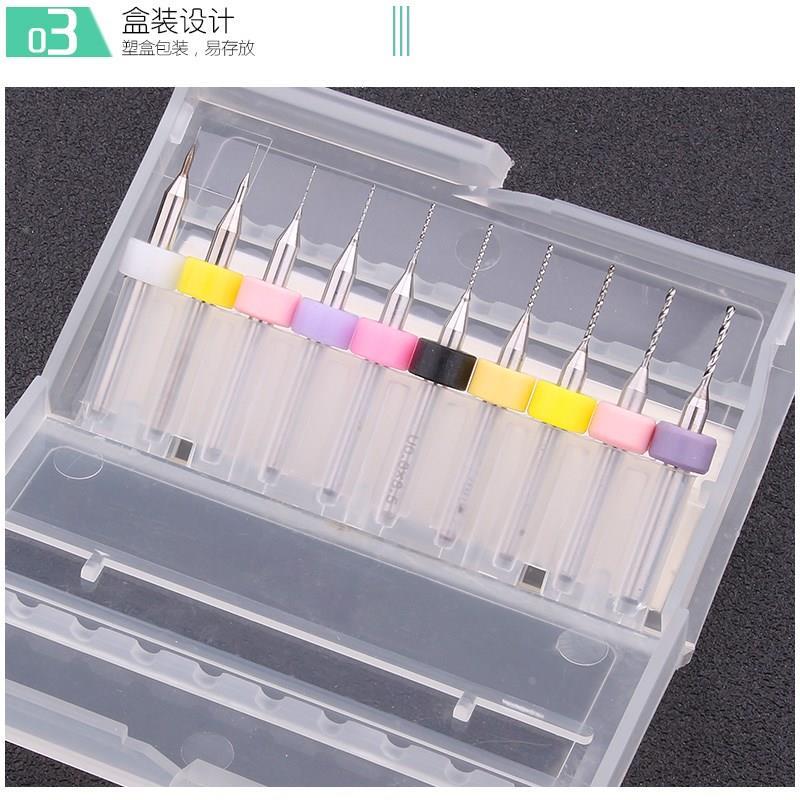 pcb钨钢合金麻花钻定柄钻头0.1-2mm小转头打孔超细微型迷你小号*
