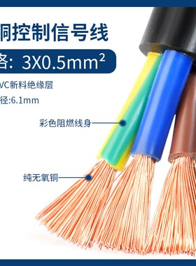 纯铜控RRVVV电线2 3 4 5多芯0缆.75 1.5 2.5V 4 6平方制电源软护