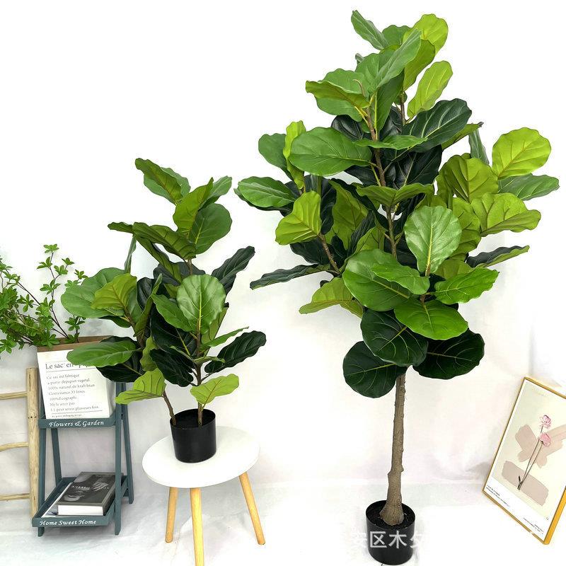 外贸仿真琴叶榕盆景仿真绿植大叶琴叶榕景观造景装饰假树盆栽
