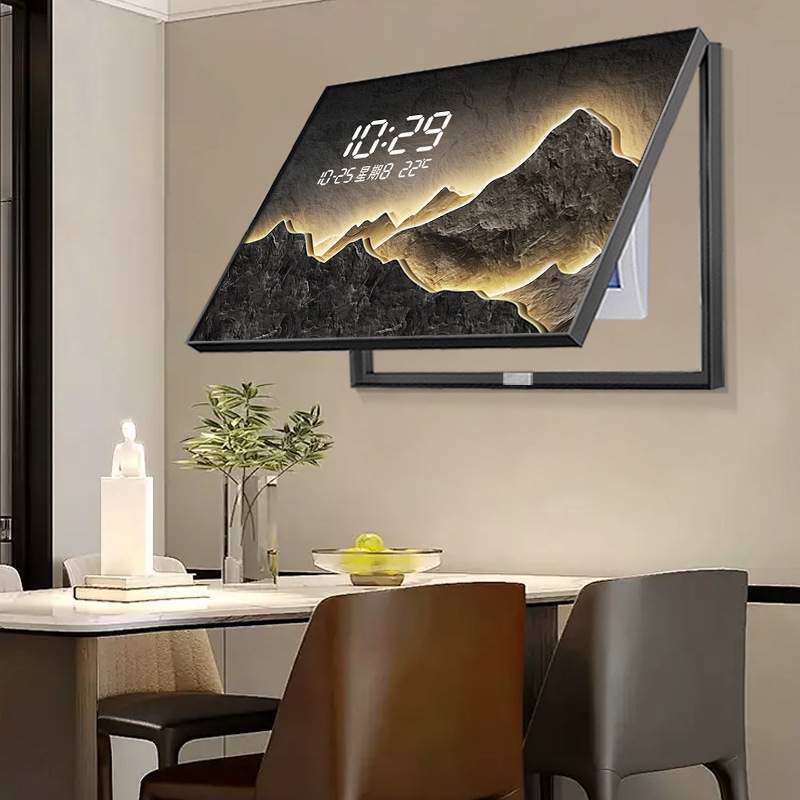 2025新款背有靠山电表箱带钟表装饰画高级感电子时钟电闸箱挂画