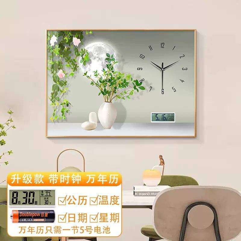 万年历绿植电表箱装饰画遮挡电源开关电闸餐厅挂画带真实钟表壁画