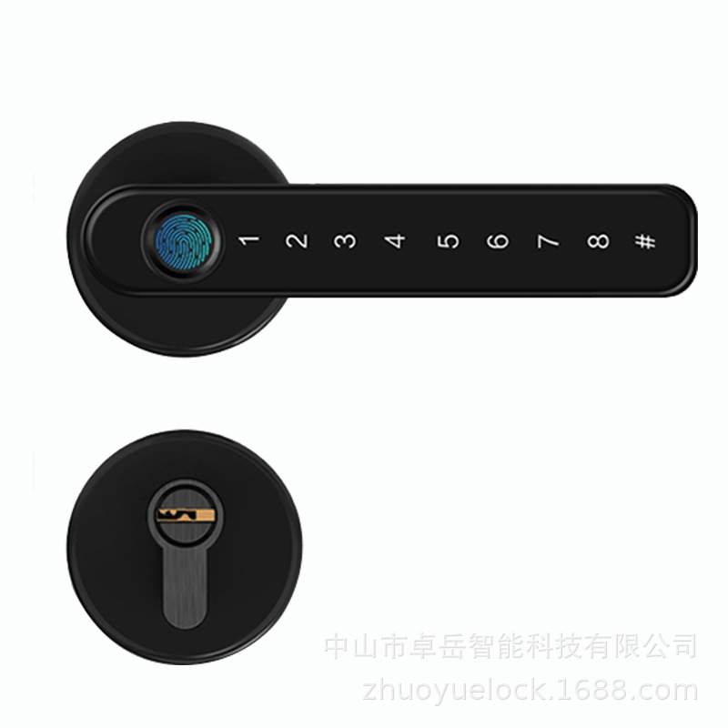 通通锁分体执手门指纹锁房门木门办公卧室门密码锁室内锁防盗门