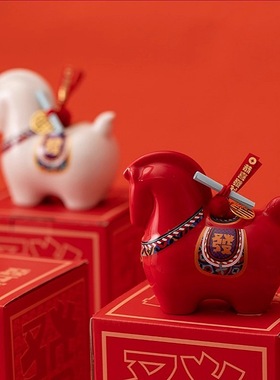 2026马年陶瓷吉祥发财马摆件