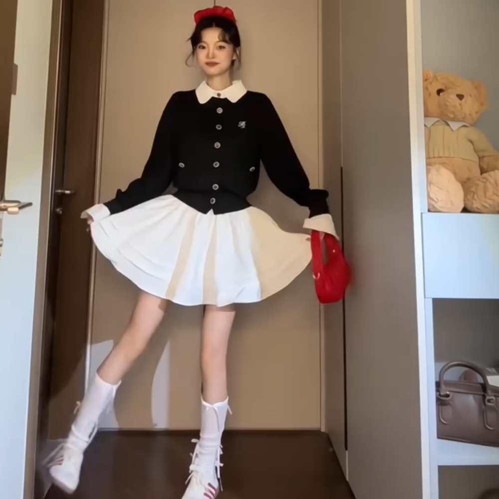 迪士尼穿搭套装公主风裙子成人秋冬季圣诞节百褶学院风环球影城