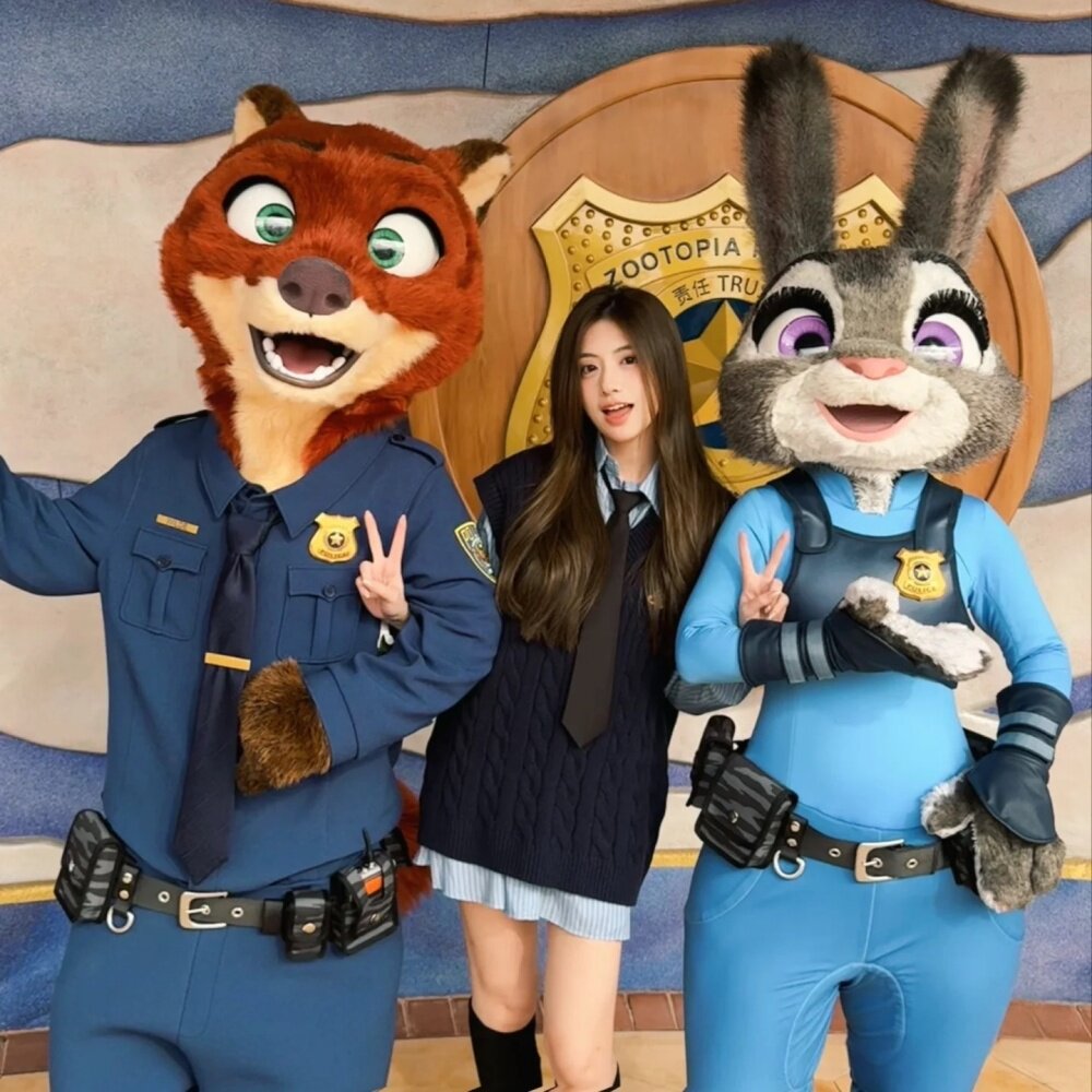 迪士尼穿搭毛衣服朱迪兔子警官百褶裙套装成人秋冬季圣诞节学院风