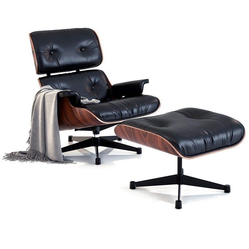 伊姆斯躺椅eames 北欧真v皮单人沙发椅现代简约设计师比尔盖茨椅