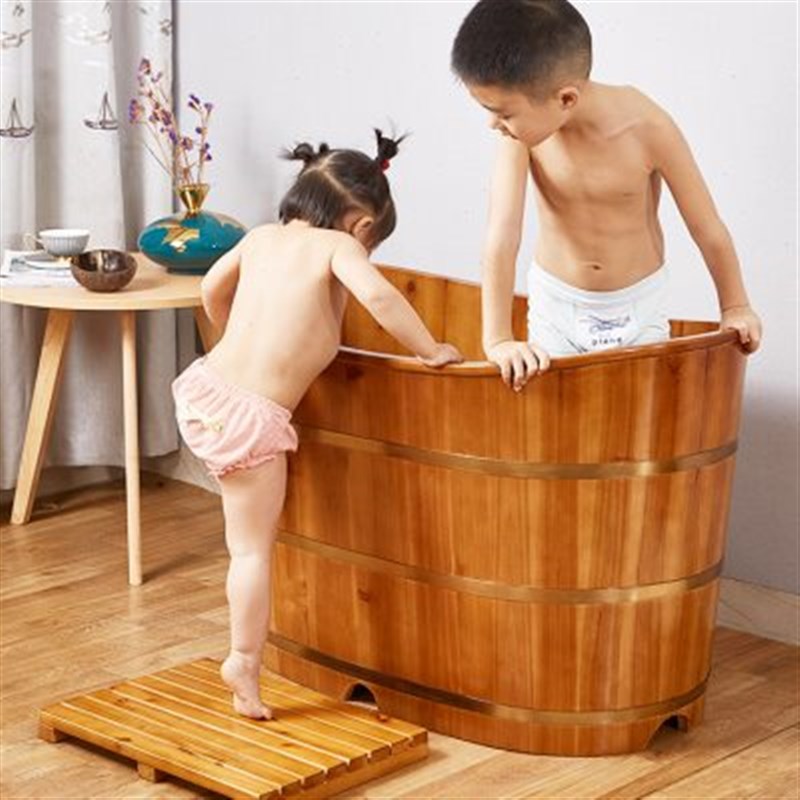 儿童泡澡桶洗澡桶实木保温浴桶木桶小户型洗澡泡S澡浴缸木质泡浴