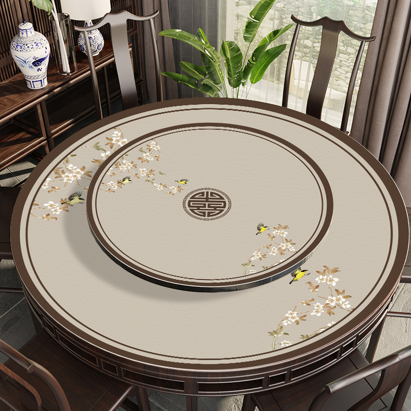 新中式桌布圆形餐桌垫防水防油