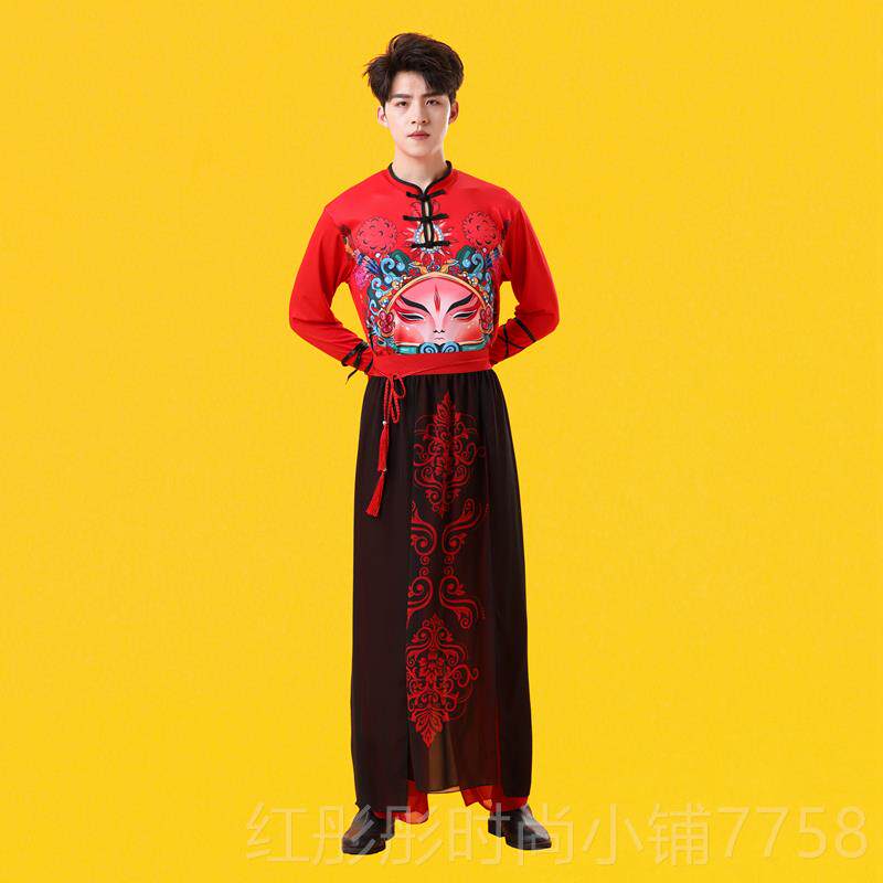 新款成中国风舞蹈服国潮士舞男女演出服爵打鼓童现代舞古人风走秀