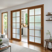 推拉门阳台实木门隔断门室内门定制简约卧室门法式 折叠长虹玻璃门