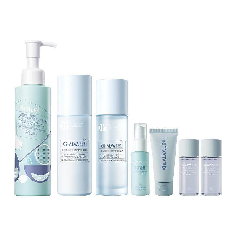 瑷尔博士舒安小蓝瓶水乳洗面奶补水保湿舒缓湿敷护肤套装平价学生