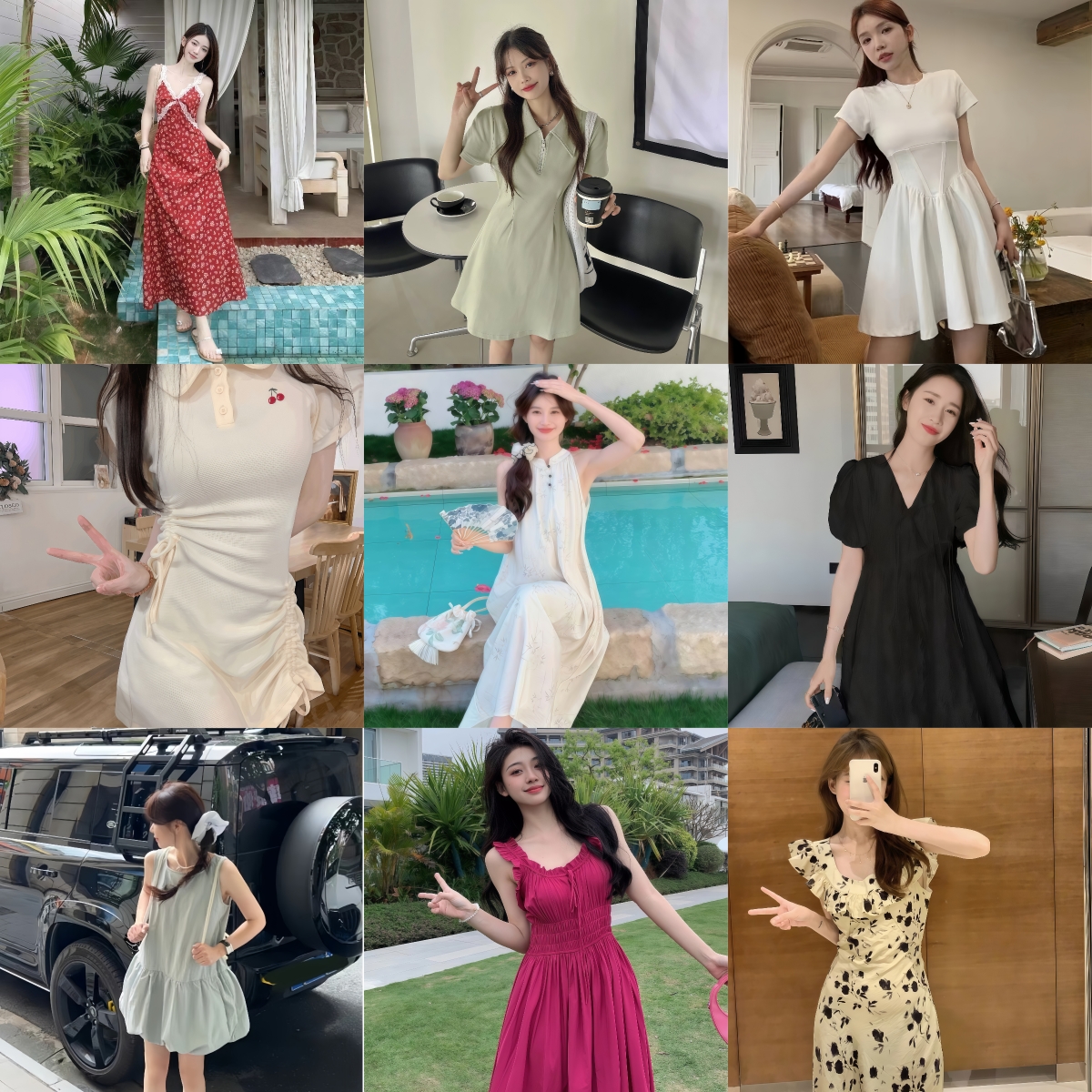 YG法式绝美V领碎花连衣裙女2025夏季气质收腰长裙茶歇裙