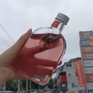 网红冷饮喜茶ml瓶热销果汁饮料30带盖0创意ins玻璃密封罐冷萃咖啡