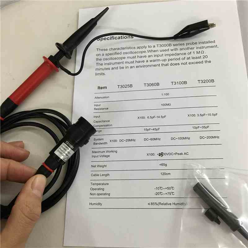 T3100A/3100B 100:1示波器高压探头2500V5KV高压表笔100MHz测试线