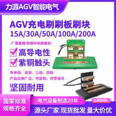 AGV充电刷50A自动充电触头20A小车自动充电装置200A100A刷板刷块