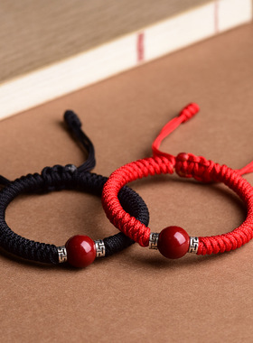 本命年朱砂红绳编织情侣手链