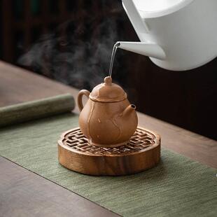 壶承新中式 胡桃木家用储水式 小型茶盘干泡台实木干泡盘木质茶托盘