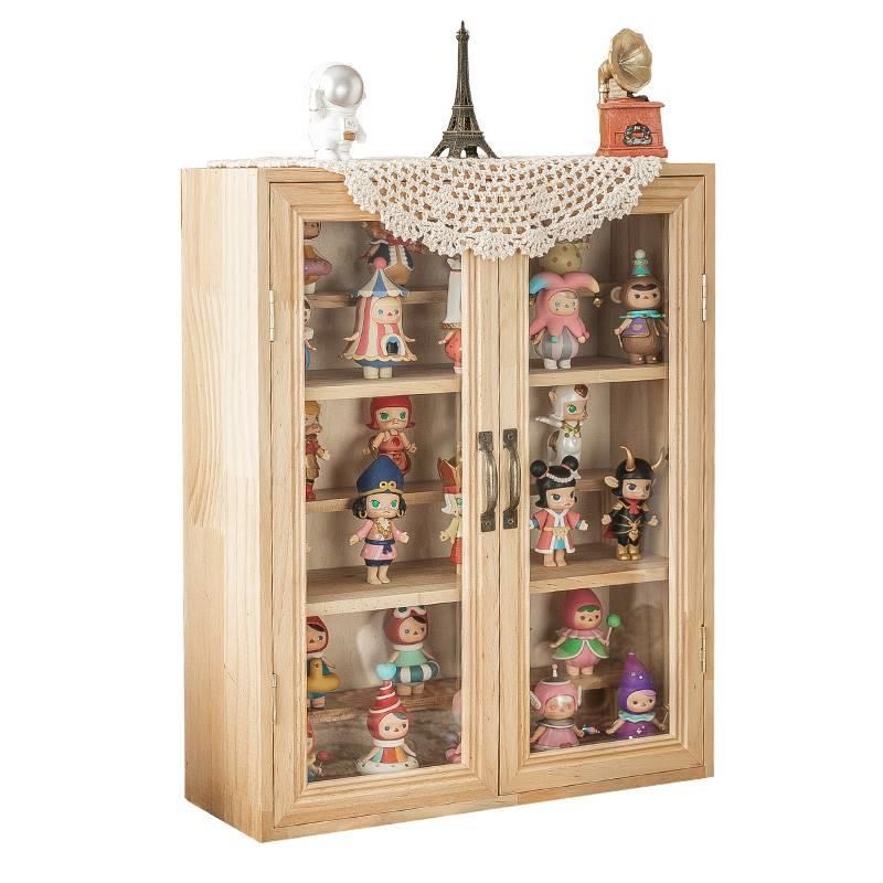 手办展示盒娃娃盲盒寝室防尘整理架子泡泡玛特透N明玻璃柜popmart