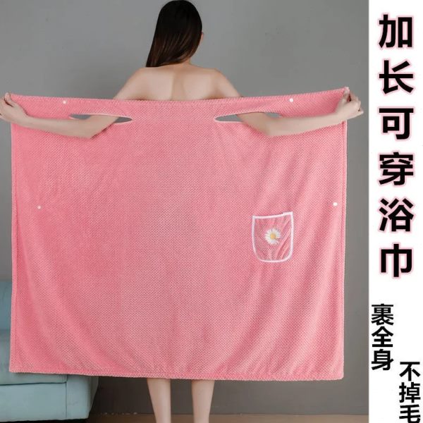 浴巾女巾吸水速干式裹可懒人可非浴裙浴袍全棉纯棉加长家用穿新款