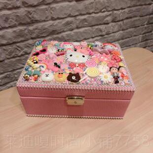 高档新款儿童卡通盒首纳饰盒工DIY女孩饰品收发夹手盒公主宝宝首