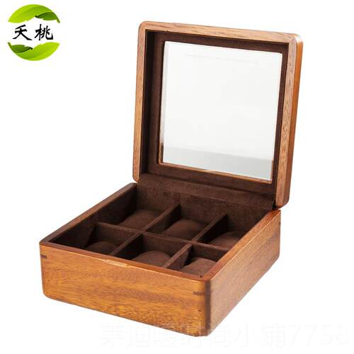 高档夭（饰）金丝柚木纯实木质天手表盒桃机械表品珠宝窗手链串收
