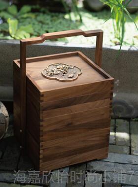 正品匠心坊新中式茶室装盒饰黑胡桃实纳木收复古提客厅茶禅道意摆