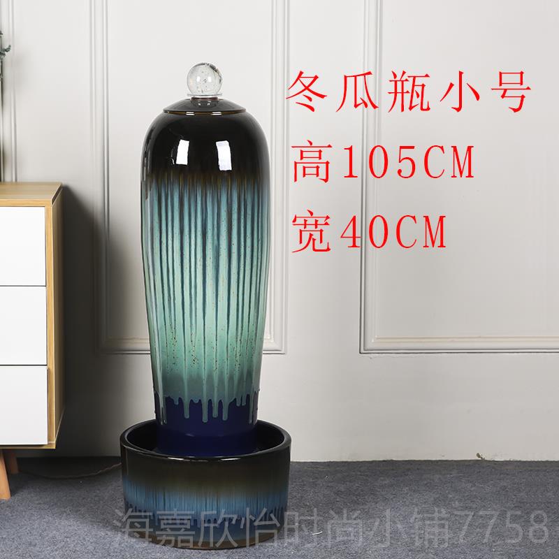 正品地流水会泉花落瓶摆件陶瓷家居饰品现代喷简约加湿器客厅所摆