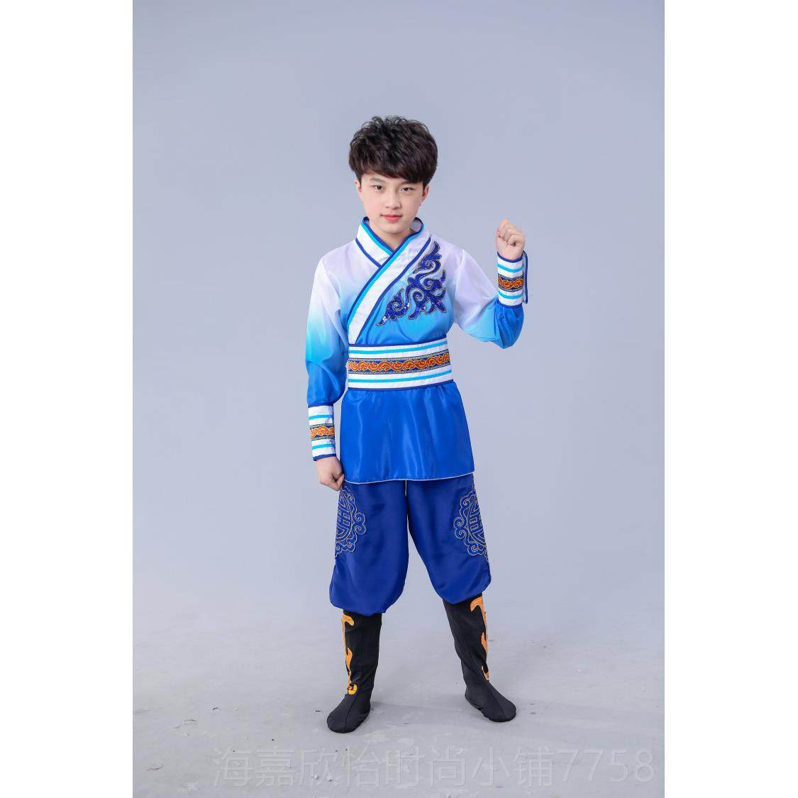 正品儿童典舞舞台演打出服鼓服男童表演服中水袖舞蹈国风表演服古