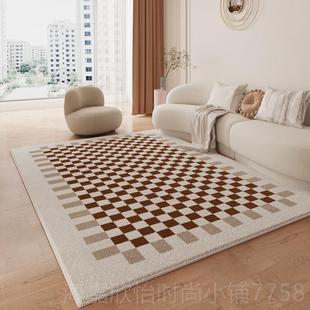 法复古式 正品 厅棋盘格地毯客卧室家用地边垫高级感北欧ins风少女