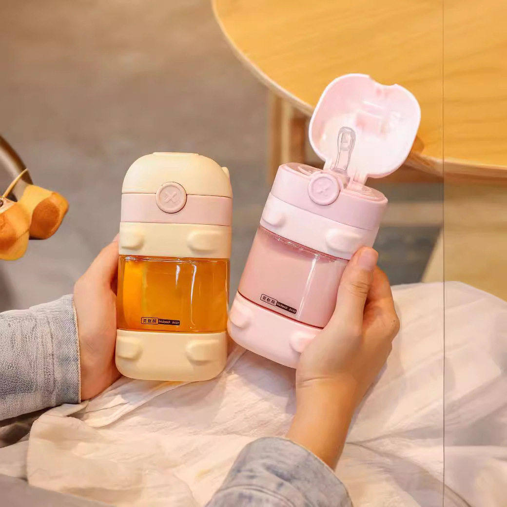 Tritan儿童吸管水杯 婴幼儿便携水杯萌宠趴趴狗颜值塑料水壶,餐饮具,吸管杯,淘宝优惠券,粉丝福利购,淘宝优惠卷