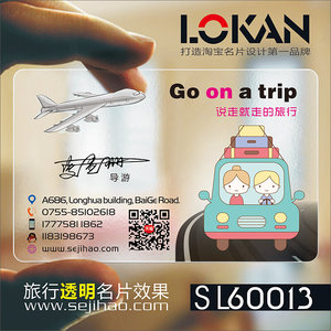 旅游公司绿色环保导游旅行团社订票务透明名片设计制作SL60013