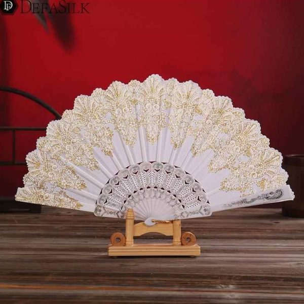 扇春咏扇面舞蹈折扇扇子折扇中国风金粉夏季女白色复古风工艺塑料