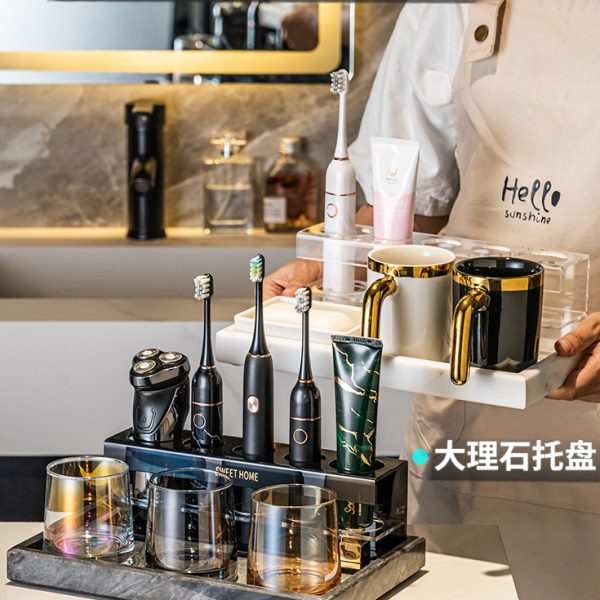 收纳具德国Y架大理石卫生间置物架FZ洗漱杯牙牙膏电动牙刷感高级