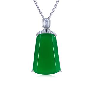 AILEQ 925银天然玉髓满绿绮平安无事牌吊坠珠宝蛇年货春夏项链K10