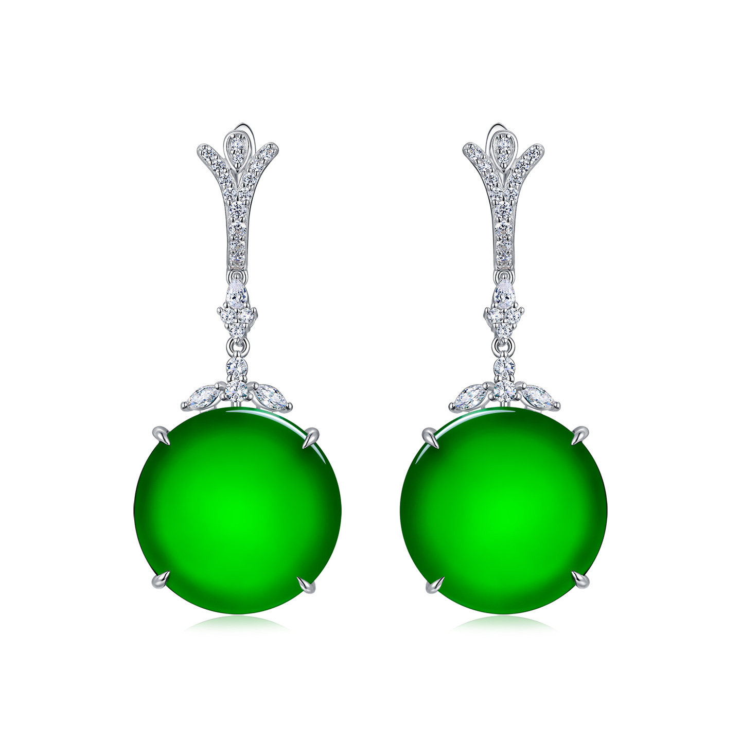 AILEQ 925银镶天然玉髓满绿圆牌平安扣耳环欧若风时尚品质珠宝K10,珠宝/钻石/翡翠,耳饰,淘宝优惠券,粉丝福利购,淘宝优惠卷
