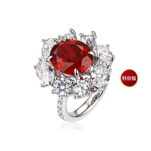 AILEQ纯银镶钻花朵气质时尚 戒指情人节礼物合成宝石S1 轻奢华经典