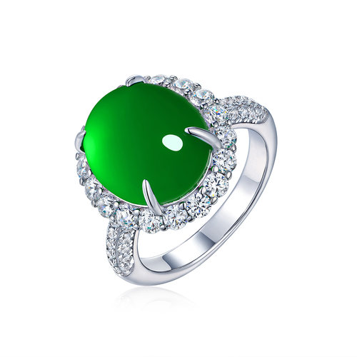 AILEQ围镶玉髓蛋面戒指