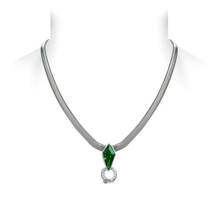 AILEQ坠链均925银气质精致祖绿百搭美杜莎蛇骨项链可调节合成宝石