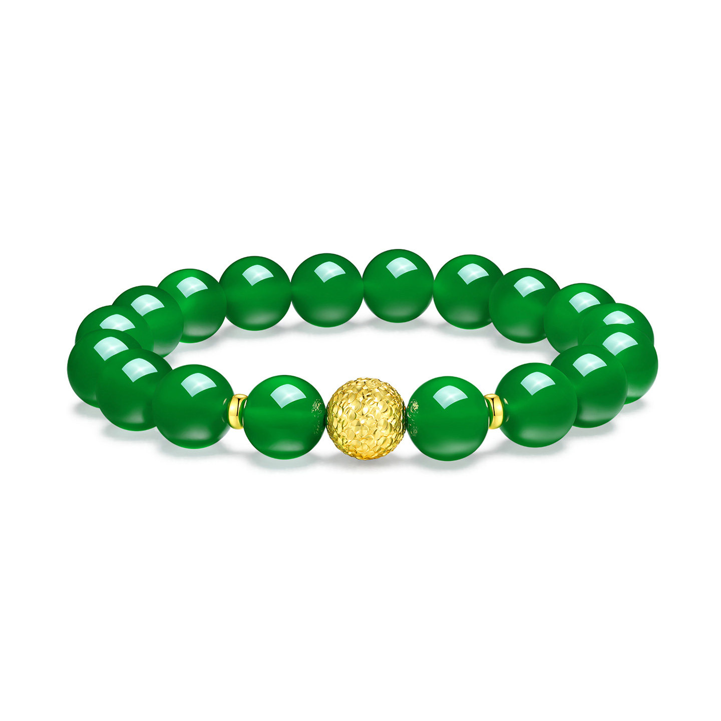 AILEQ 925银天然玉髓绿珠串玉绿金色银辉新中式时尚珠宝妈妈